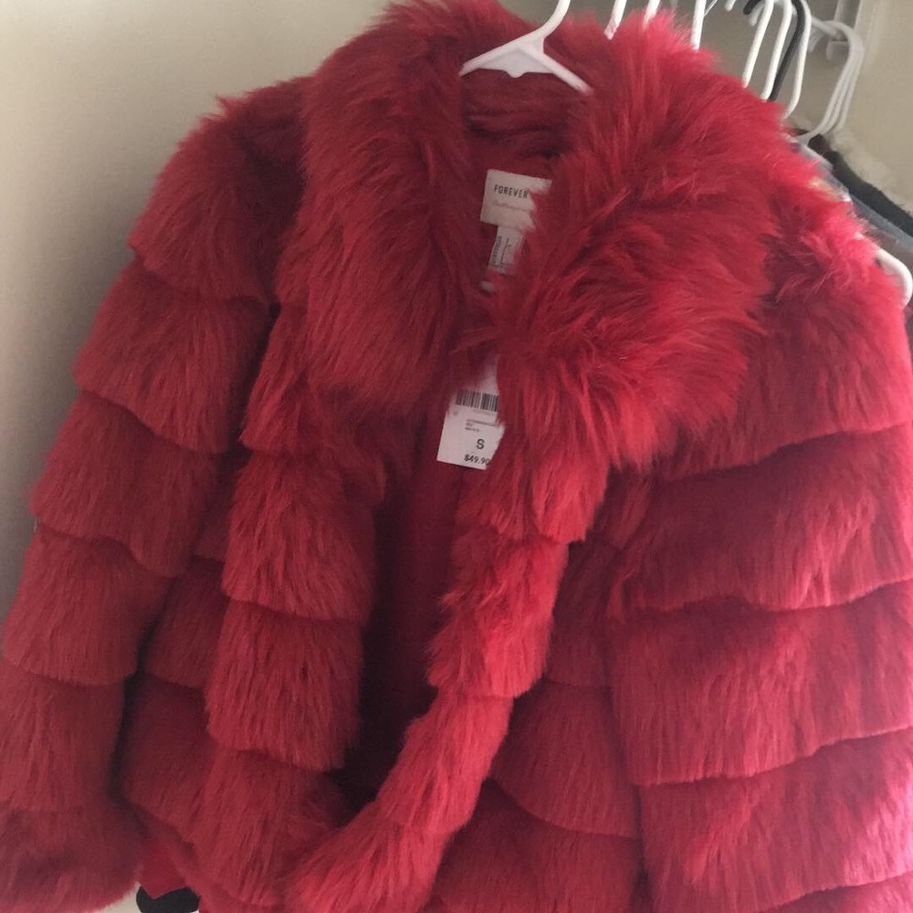 Red fur jacket